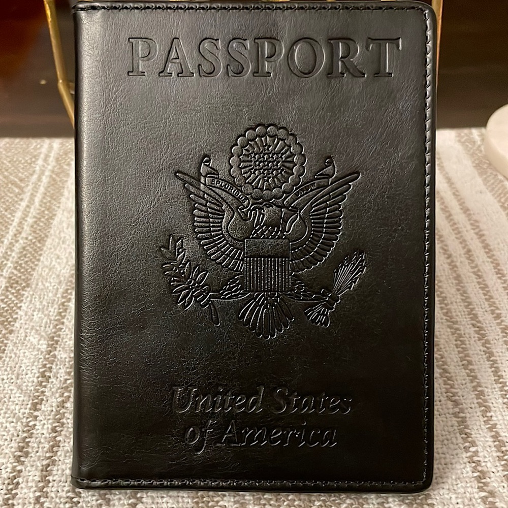 Black Leather Passport/Vaccination card Holder.